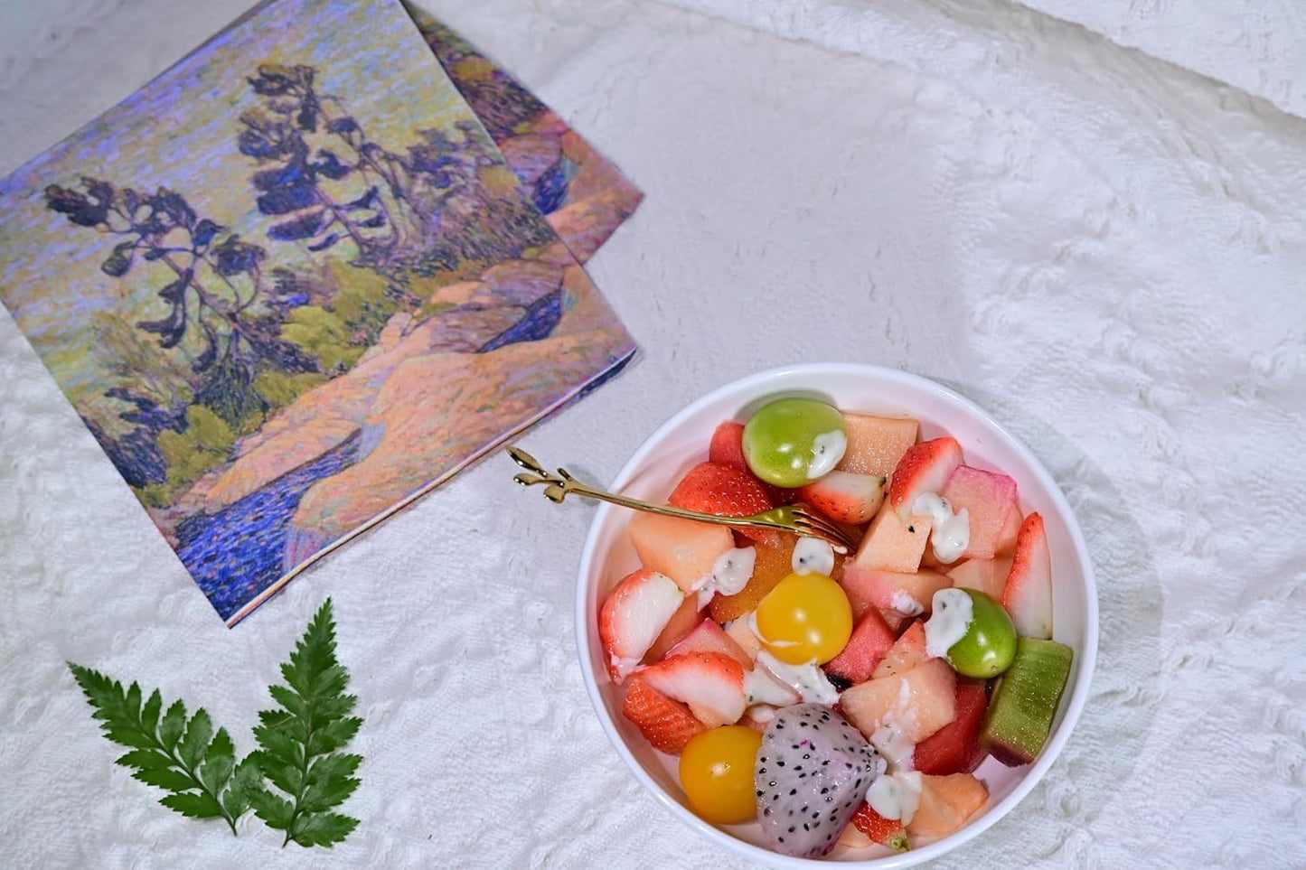 Lily Bone China Dinnerware Set, 4 Pieces, 8-inch Pasta White, Salad, Fruit Plate