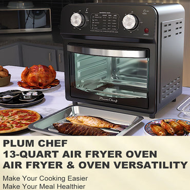 12.5 Qt Air Fryer With Dual Knob Control, Temperature Range, 60-Min Timer, Presets For French Fries, Pizza, Chicken, Fish, And Toast Healthy Oil-Free Cooking Oven