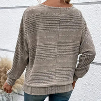 Women's Elegant Batwing Sleeve Half-Zip Top, Ribbed Texture Pullover For Casual To Formal Autumn Winter Wear