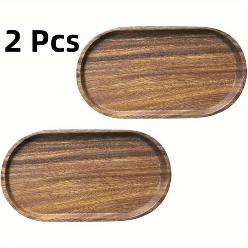 2pcs LDQ Elegant Wooden Serving Tray - Japanese Style, Space-saving Design, Perfect For Home Decor And Kitchen Accessories - Prohibited For Sale On The Temu Platform