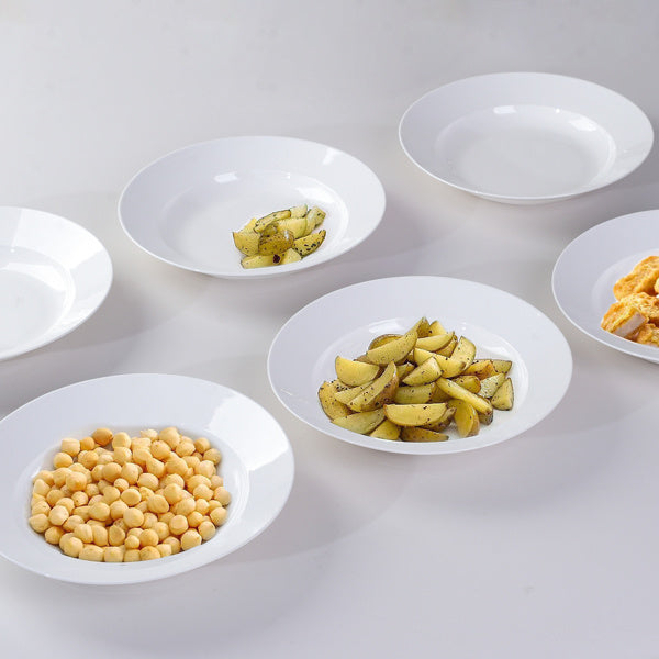 9.5 Inch Pure White Soup Plate, Dinner Plate 6 Pieces