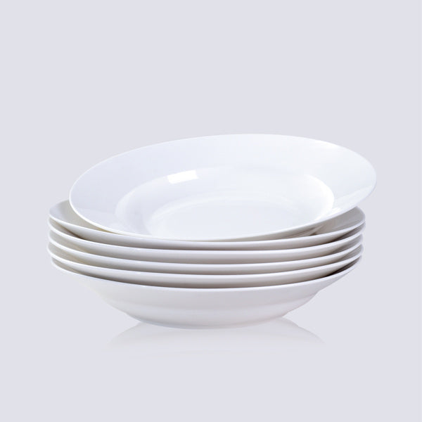 9.5 Inch Pure White Soup Plate, Dinner Plate 6 Pieces