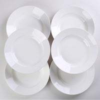 9.5 Inch Pure White Soup Plate, Dinner Plate 6 Pieces