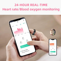 Smart Ring Health Tracker - Fitness Sleep Heart Rate Blood Oxygen Tracker Smart Ring For Men And Women,IP68 Waterproof Level Bluetooth Fitness Tracker Rings Family Care