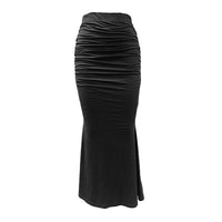 Women's Solid Color Bodycon Mermaid Hem Dress, Ruched Tailored Pencil Dress With Elegant Draping