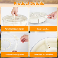 2Pcs Divided Serving Tray With Lid And Handle 360 Degree Rotatable Snack Box Container With 6 Dividers Clear Portable Snack Platters For Fruit Candy Nut Snack Perfect For Party Picnic S