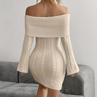 Women's Off Shoulder Bodycon Dress, Long Sleeve Mini Club Dress, Elegant Party Fitted Short Dresses