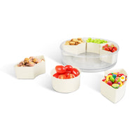 2Pcs Divided Serving Tray With Lid And Handle 360 Degree Rotatable Snack Box Container With 6 Dividers Clear Portable Snack Platters For Fruit Candy Nut Snack Perfect For Party Picnic S