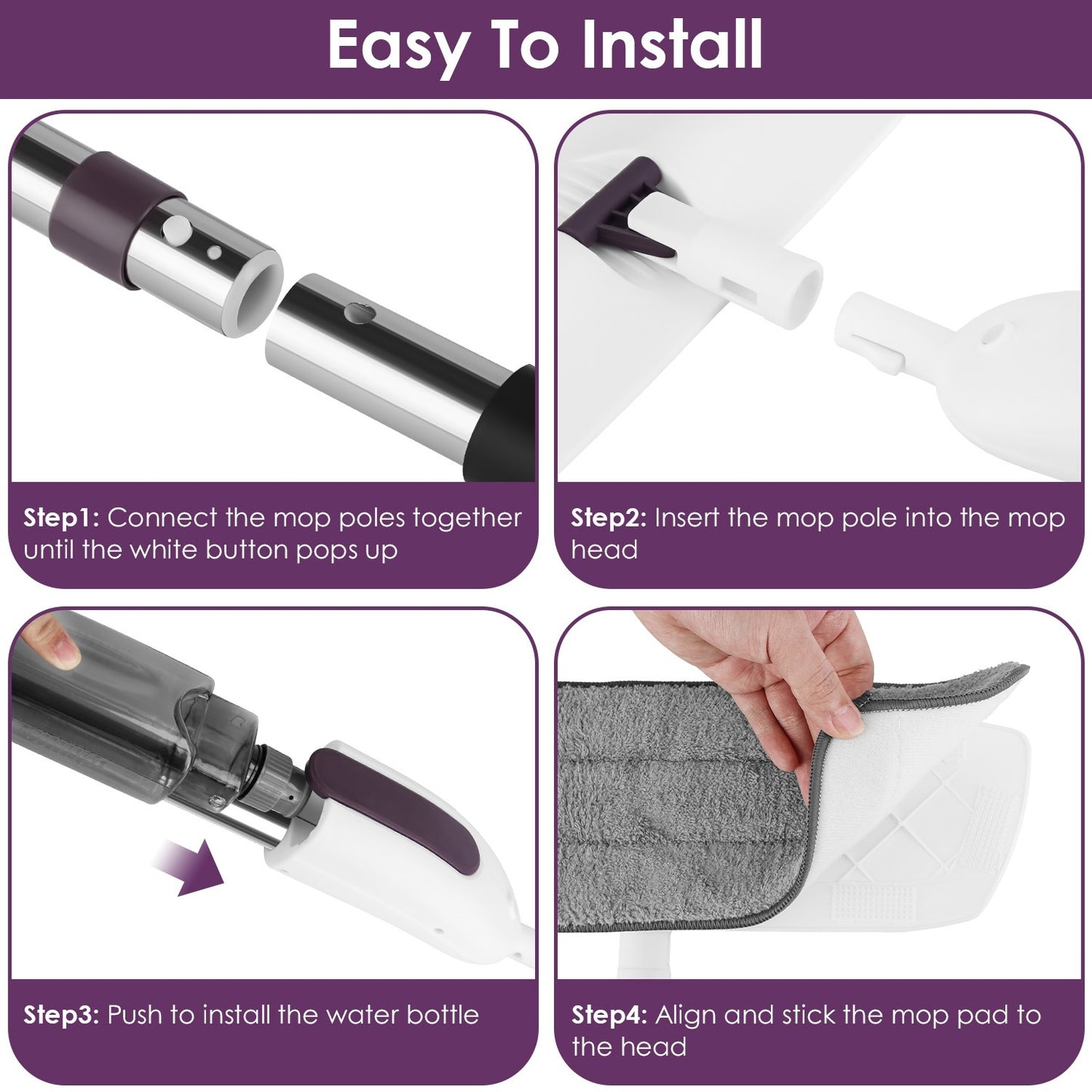 1Set Spray Mop With 3 Machine Washable Microfiber Pads 12OZ Refillable Water Bottle Wet Dry Use Microfiber Mop For Hardwood Ceramic Tiles Laminate Floor Cleaning Commercial Home Use