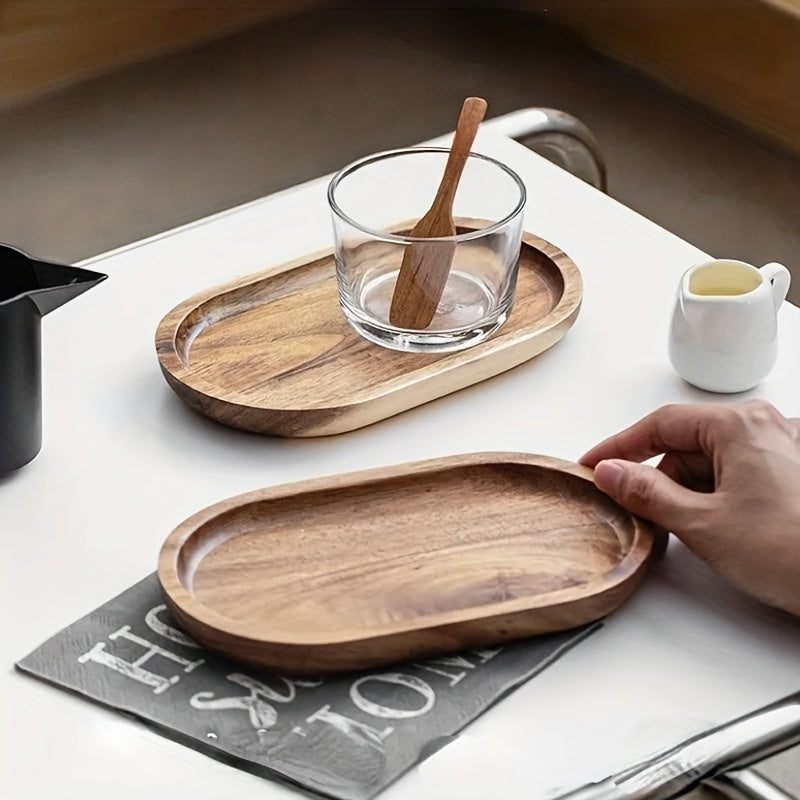 2pcs LDQ Elegant Wooden Serving Tray - Japanese Style, Space-saving Design, Perfect For Home Decor And Kitchen Accessories - Prohibited For Sale On The Temu Platform