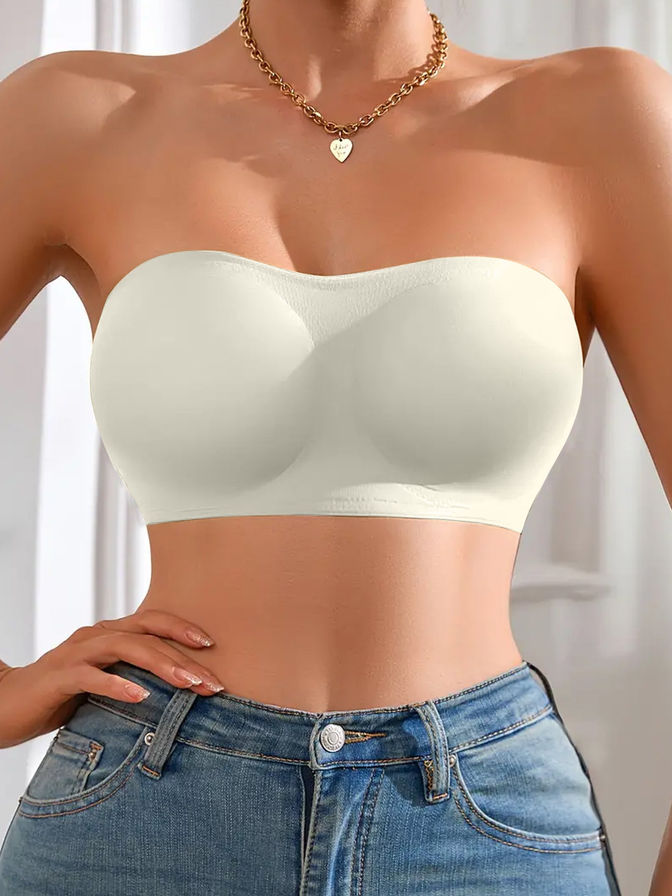 3PCS Strapless Bras For Women - Non-Slip Wireless Seamless Bras Push Up & Side Fat Control For Daily Office All Seasons