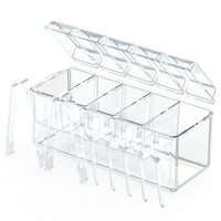1Set Ice Chilled Condiment Caddy Serving Tray Container Bar Garnish Holder Salad Platter Server Food Storage With 5 Removable Containers 5 Lids 2 Tongs 5 Sporks