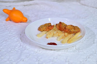 Lily Bone China Dinnerware Set, 4 Pieces, 8-inch Pasta White, Salad, Fruit Plate