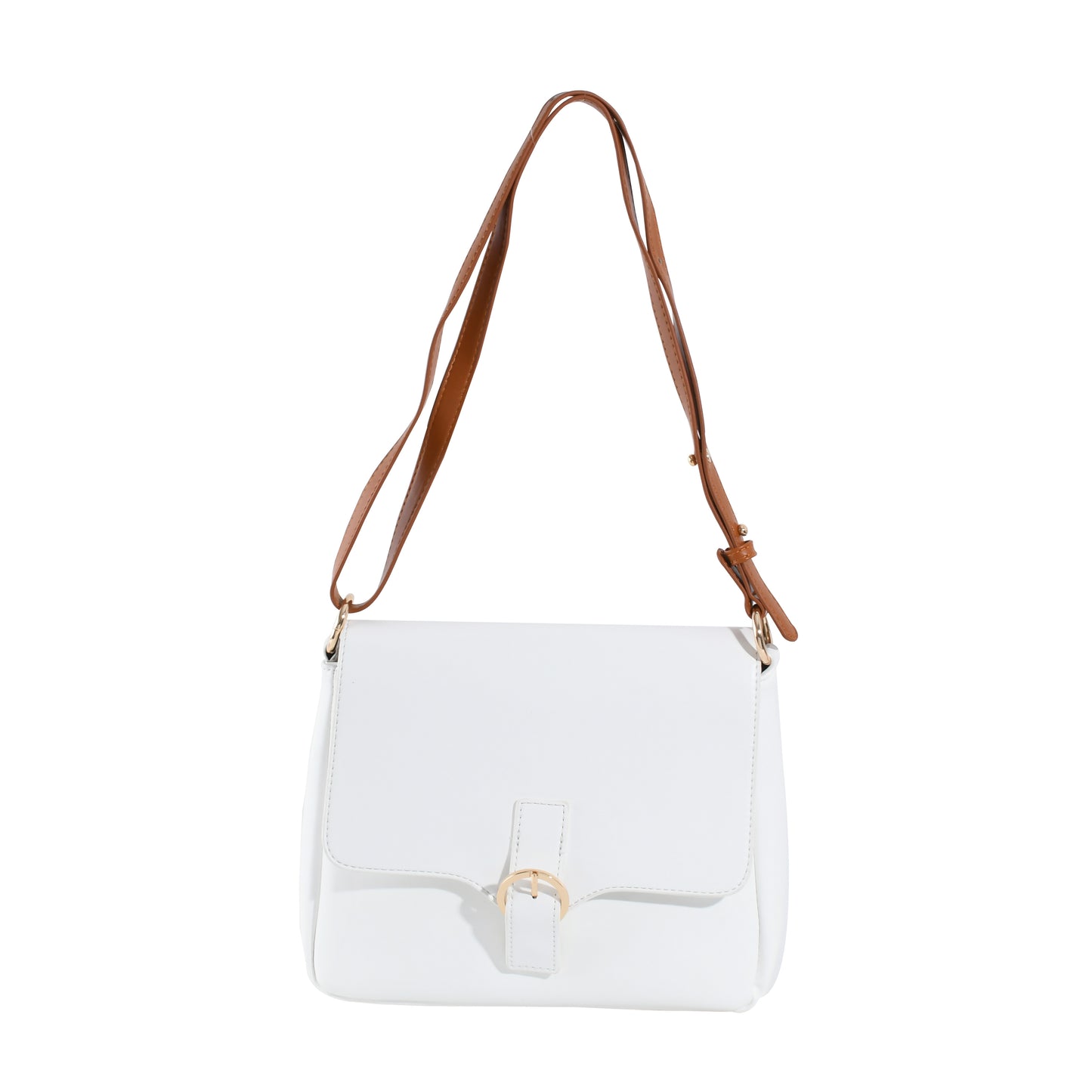 Plain Cross Body Bag-White 2048
