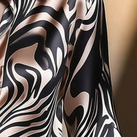 Women's Abstract Print Button Down Shirt, V-Neck Collared Blouse, Dressy Casual Long Sleeve Tops